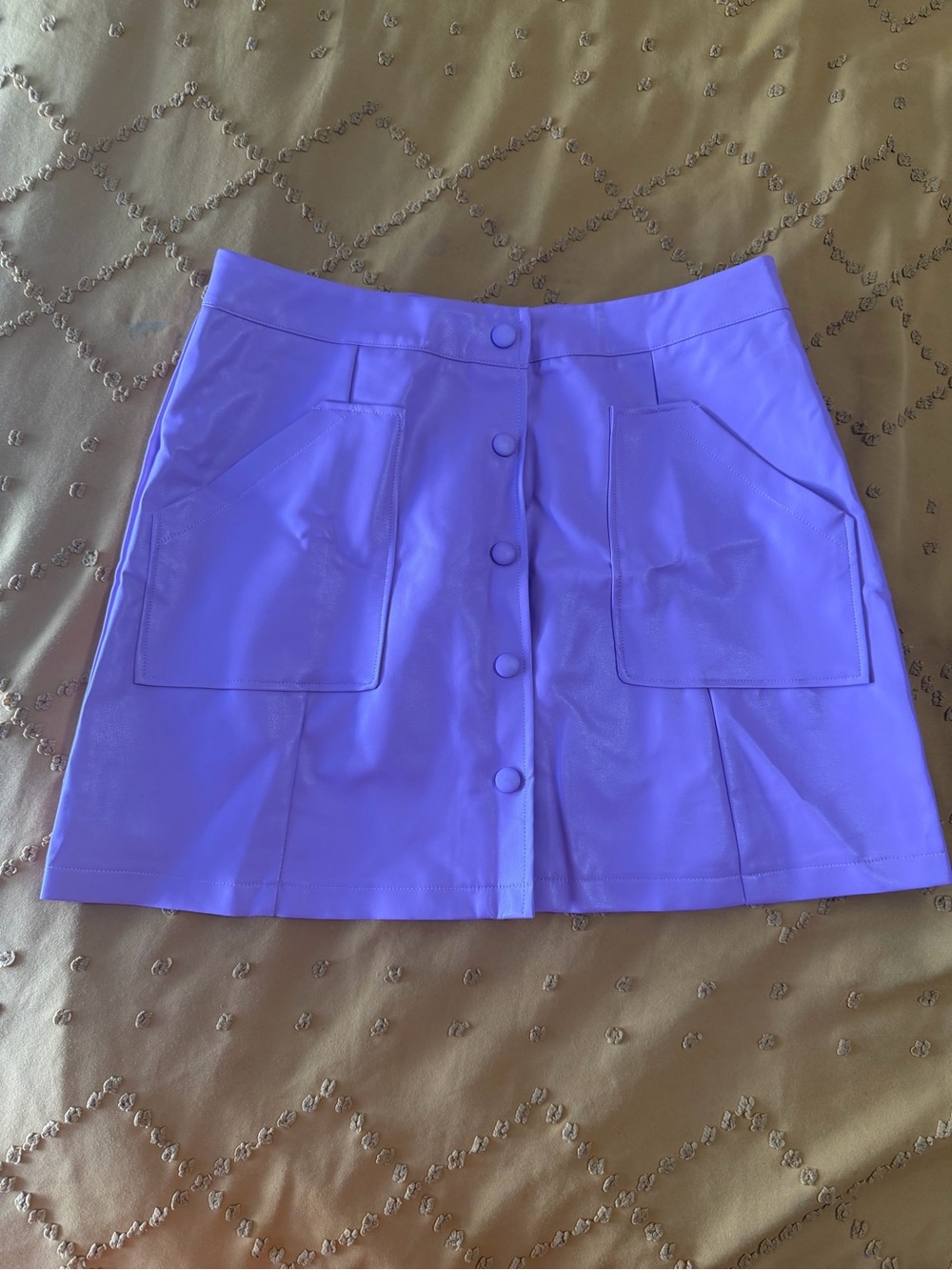 Light purple Button-Front Mini Skirt